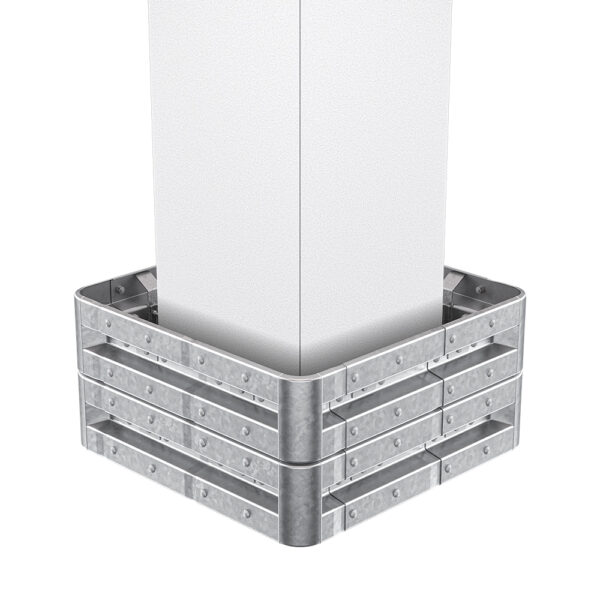 4-seitiger Säulenschutz-Komplett-Bausatz M50-2SP, außen 124 cm, innen 75 cm, Stahl, Profil B