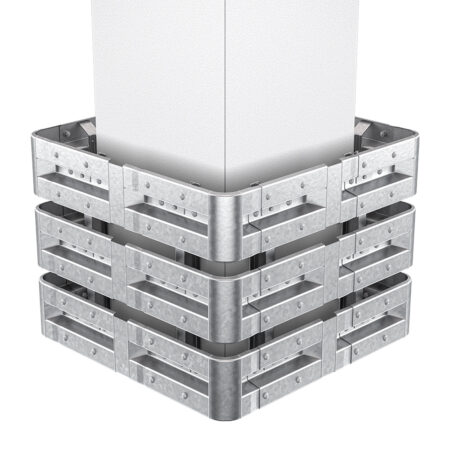 4-seitiger Säulenschutz-Komplett-Bausatz M100-3SP, außen 138 cm, innen 88 cm, Stahl, Profil B