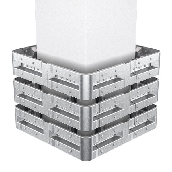4-seitiger Säulenschutz-Komplett-Bausatz M100-3SP, außen 138 cm, innen 88 cm, Stahl, Profil B