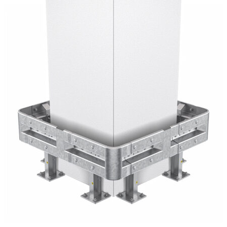 4-seitiger Säulenschutz-Komplett-Bausatz M50-1SP, außen 138 cm, innen 88 cm, Stahl, Profil B