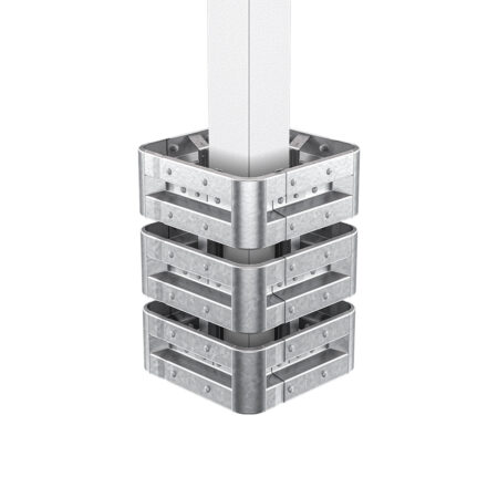 4-seitiger Säulenschutz-Komplett-Bausatz M100-3SP, außen 74 cm, innen 25 cm, Stahl, Profil B