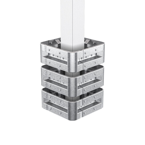 4-seitiger Säulenschutz-Komplett-Bausatz M100-3SP, außen 74 cm, innen 25 cm, Stahl, Profil B