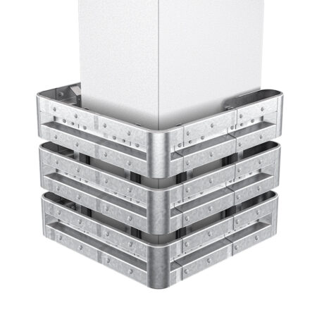 3-seitiger Säulenschutz-Komplett-Bausatz M100-3SP, außen 124x127cm, innen 75x101cm, Stahl, Profil B