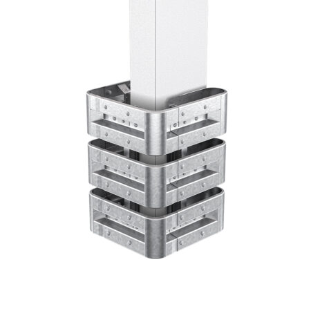 3-seitiger Säulenschutz-Komplett-Bausatz M100-3SP, außen 74x77 cm, innen 25x51 cm, Stahl, Profil B