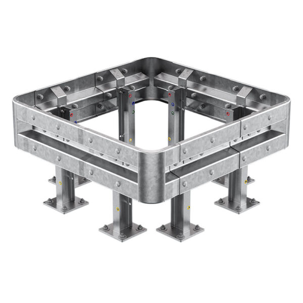4-seitiger Säulenschutz-Komplett-Bausatz M50-1SP, außen 124 cm, innen 75 cm, Stahl, Profil B
