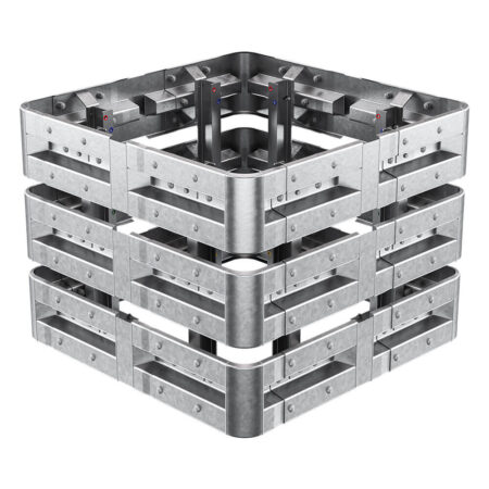 4-seitiger Säulenschutz-Komplett-Bausatz M100-3SP, außen 138 cm, innen 88 cm, Stahl, Profil B