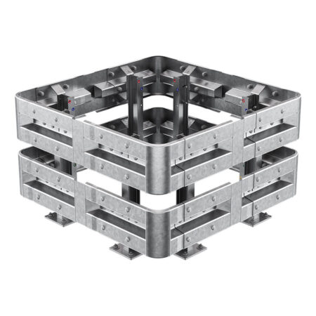 4-seitiger Säulenschutz-Komplett-Bausatz M75-2SP, außen 138 cm, innen 88 cm, Stahl, Profil B