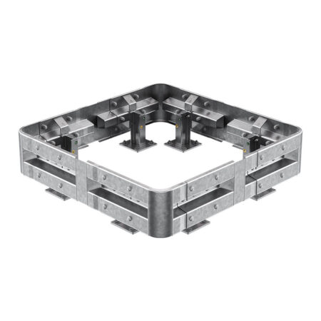 4-seitiger Säulenschutz-Komplett-Bausatz M25-1SP, außen 138 cm, innen 88 cm, Stahl, Profil B