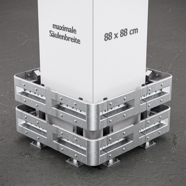 4-seitiger Säulenschutz-Komplett-Bausatz M75-2SP, außen 138 cm, innen 88 cm, Stahl, Profil B