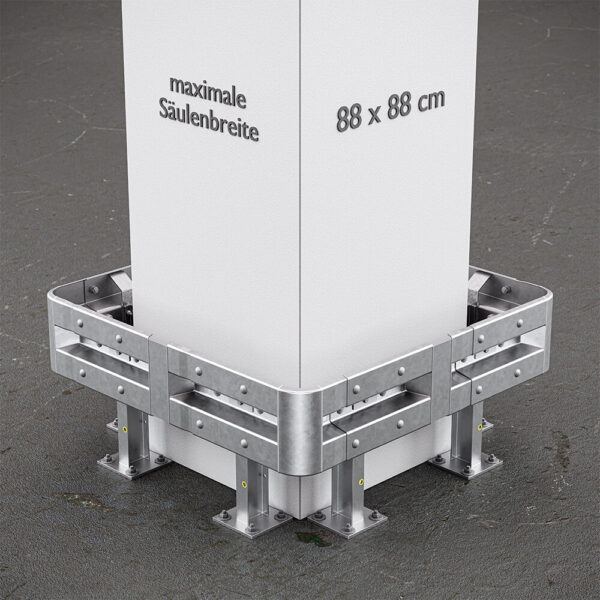 4-seitiger Säulenschutz-Komplett-Bausatz M50-1SP, außen 138 cm, innen 88 cm, Stahl, Profil B