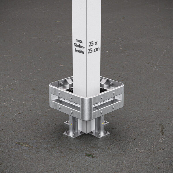 4-seitiger Säulenschutz-Komplett-Bausatz M50-1SP, außen 74 cm, innen 25 cm, Stahl, Profil B