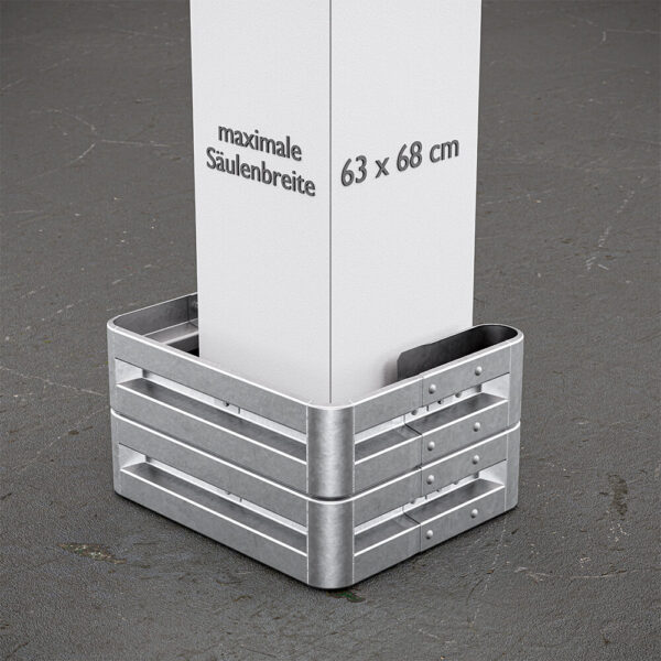 3-seitiger Säulenschutz-Komplett-Bausatz M50-2SP, außen 112x96 cm, innen 63x68 cm, Stahl, Profil B