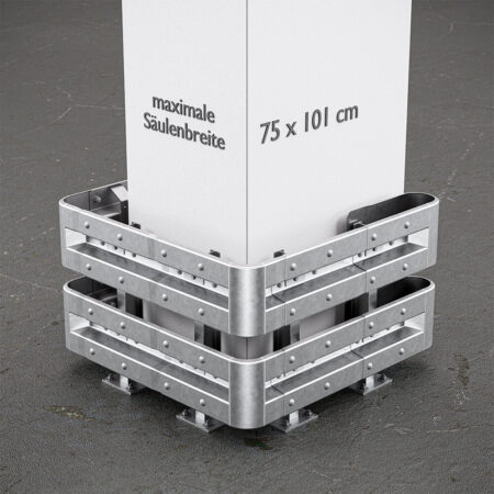 3-seitiger Säulenschutz-Komplett-Bausatz M75-2SP, außen 124x127cm, innen 75x101cm, Stahl, Profil B