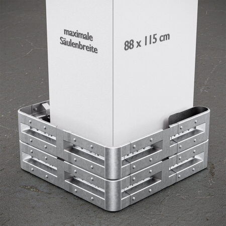 3-seitiger Säulenschutz-Komplett-Bausatz M50-2SP, außen 138x141cm, innen 88x115cm, Stahl, Profil B
