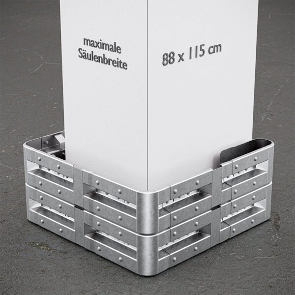 3-seitiger Säulenschutz-Komplett-Bausatz M50-2SP, außen 138x141cm, innen 88x115cm, Stahl, Profil B