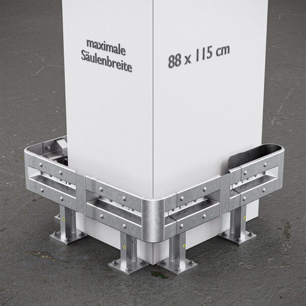 3-seitiger Säulenschutz-Komplett-Bausatz M50-1SP, außen 138x141cm, innen 88x115cm, Stahl, Profil B
