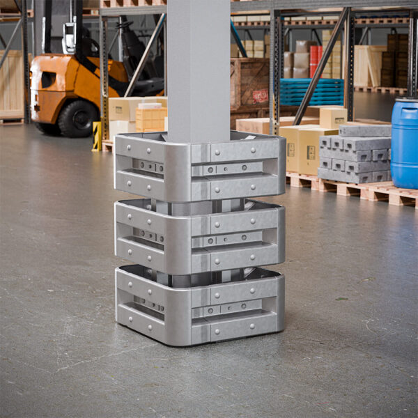 4-seitiger Säulenschutz-Komplett-Bausatz M100-3SP, außen 74 cm, innen 25 cm, Stahl, Profil B