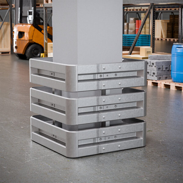 4-seitiger Säulenschutz-Komplett-Bausatz M100-3SP, außen 112 cm, innen 63 cm, Stahl, Profil B