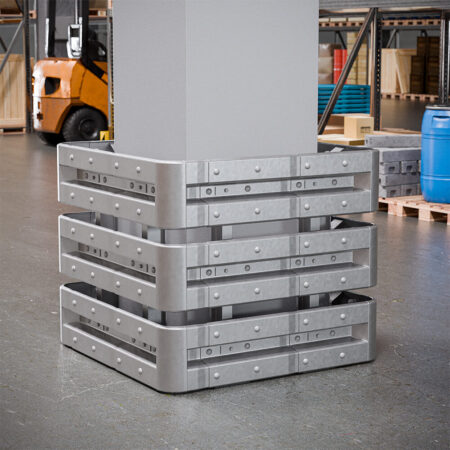 4-seitiger Säulenschutz-Komplett-Bausatz M100-3SP, außen 124 cm, innen 75 cm, Stahl, Profil B