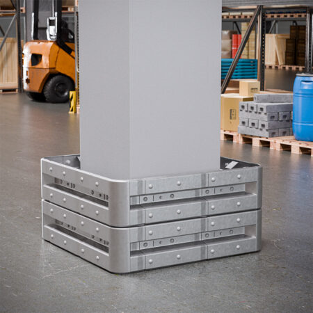 4-seitiger Säulenschutz-Komplett-Bausatz M50-2SP, außen 124 cm, innen 75 cm, Stahl, Profil B