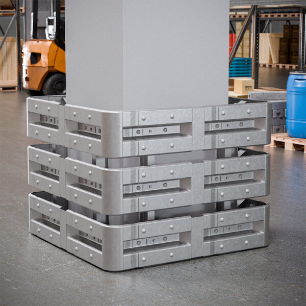 4-seitiger Säulenschutz-Komplett-Bausatz M100-3SP, außen 138 cm, innen 88 cm, Stahl, Profil B