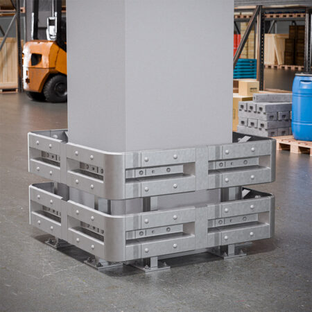 4-seitiger Säulenschutz-Komplett-Bausatz M75-2SP, außen 138 cm, innen 88 cm, Stahl, Profil B