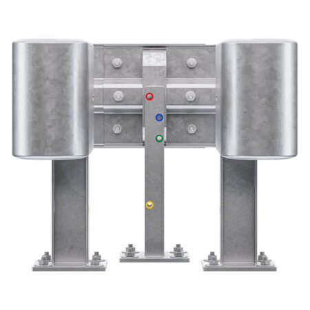 3-seitiger Säulenschutz-Komplett-Bausatz M50-1SP, außen 74x77 cm, innen 25x51 cm, Stahl, Profil B