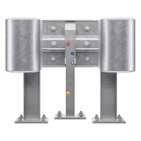 3-seitiger Säulenschutz-Komplett-Bausatz M50-1SP, außen 74x77 cm, innen 25x51 cm, Stahl, Profil B