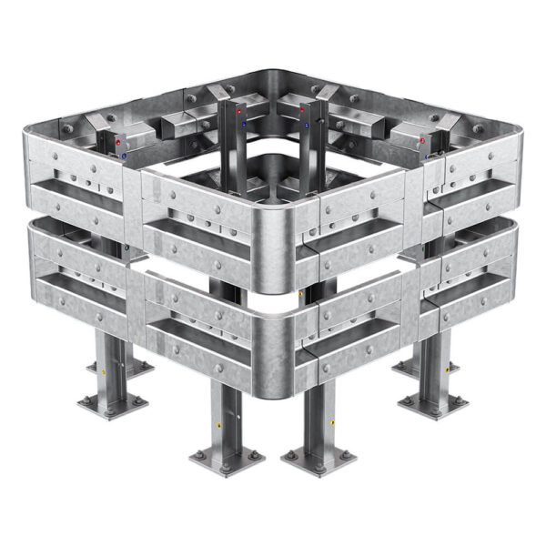 4-seitiger Säulenschutz-Komplett-Bausatz M100-2SP, außen 138 cm, innen 88 cm, Stahl, Profil B