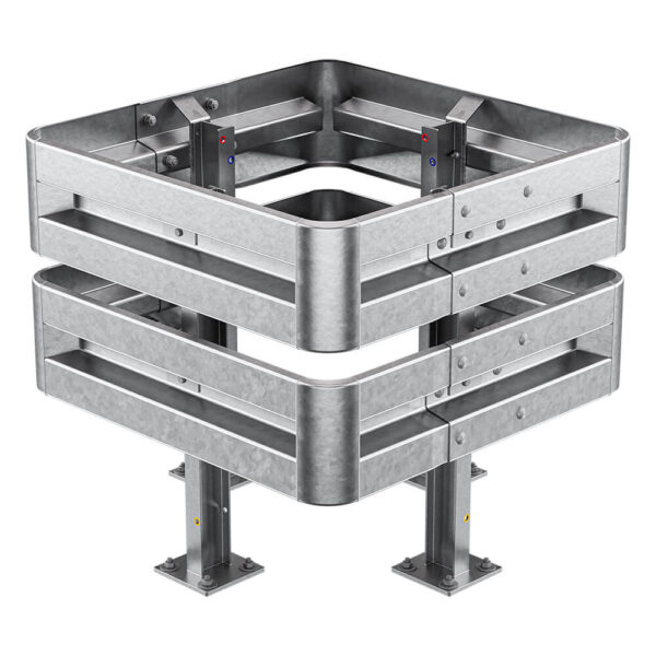 4-seitiger Säulenschutz-Komplett-Bausatz M100-2SP, außen 112 cm, innen 63 cm, Stahl, Profil B