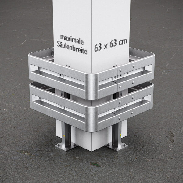 4-seitiger Säulenschutz-Komplett-Bausatz M100-2SP, außen 112 cm, innen 63 cm, Stahl, Profil B