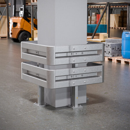 4-seitiger Säulenschutz-Komplett-Bausatz M100-2SP, außen 112 cm, innen 63 cm, Stahl, Profil B
