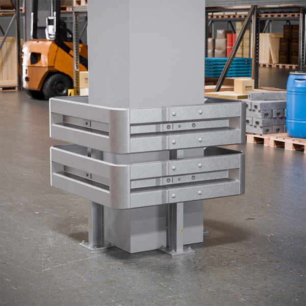 4-seitiger Säulenschutz-Komplett-Bausatz M100-2SP, außen 112 cm, innen 63 cm, Stahl, Profil B