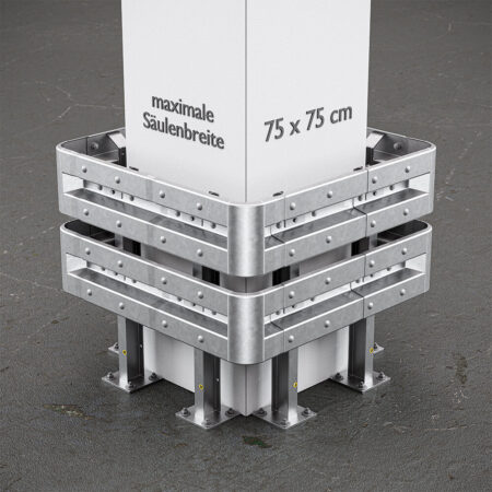 4-seitiger Säulenschutz-Komplett-Bausatz M100-2SP, außen 124 cm, innen 75 cm, Stahl, Profil B