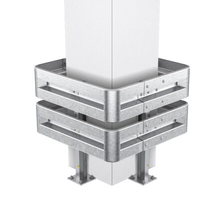 4-seitiger Säulenschutz-Komplett-Bausatz M100-2SP, außen 112 cm, innen 63 cm, Stahl, Profil B