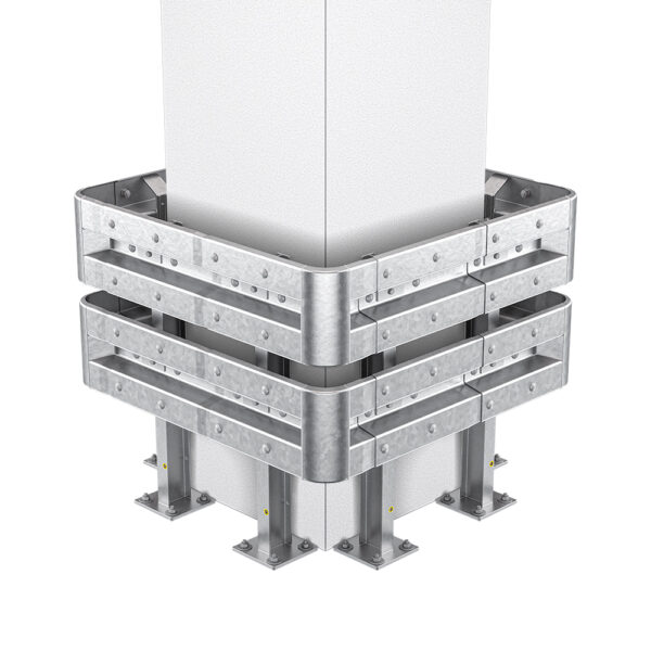 4-seitiger Säulenschutz-Komplett-Bausatz M100-2SP, außen 124 cm, innen 75 cm, Stahl, Profil B