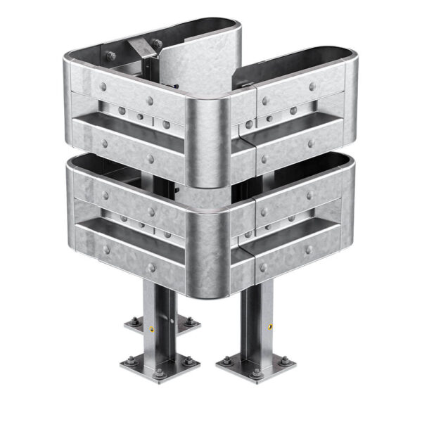 3-seitiger Säulenschutz-Komplett-Bausatz M100-2SP, außen 74x77 cm, innen 25x51 cm, Profil B