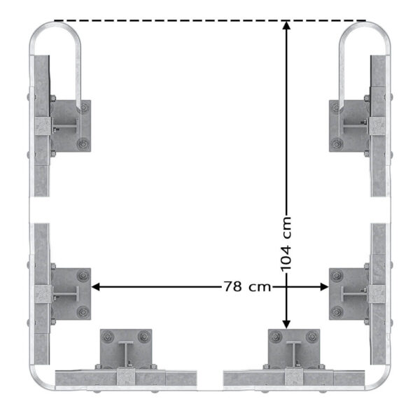 3-seitiger Säulenschutz-Komplett-Bausatz M50-2SP, außen 138x141cm, innen 88x115cm, Stahl, Profil B