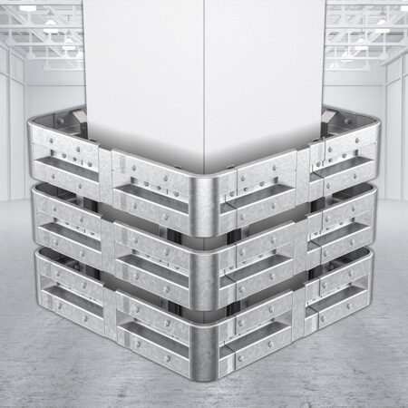 4-seitiger Säulenschutz-Komplett-Bausatz M100-3SP, außen 138 cm, innen 88 cm, Stahl, Profil B