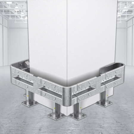 3-seitiger Säulenschutz-Komplett-Bausatz M50-1SP, außen 138x141cm, innen 88x115cm, Stahl, Profil B
