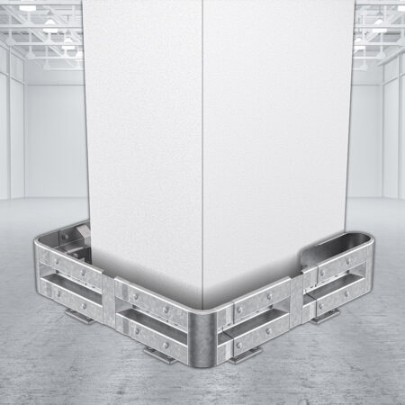 3-seitiger Säulenschutz-Komplett-Bausatz M25-1SP, außen 138x141cm, innen 88x115cm, Stahl, Profil B