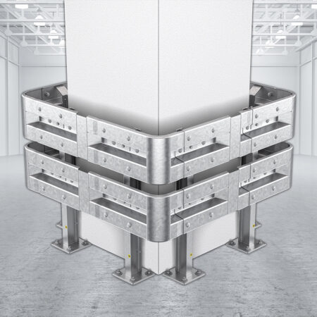4-seitiger Säulenschutz-Komplett-Bausatz M100-2SP, außen 138 cm, innen 88 cm, Stahl, Profil B