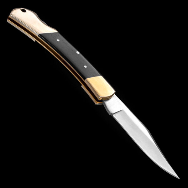 Edles Herbertz Taschenmesser, Stahlklinge, Ebenholz-Einlagen, Neusilberbeschläge