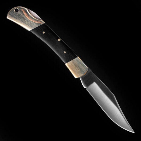 Edles Herbertz Taschenmesser, Stahlklinge, Ebenholz-Einlagen, Neusilberbeschläge