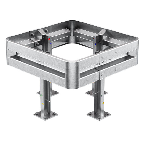 4-seitiger Säulenschutz-Komplett-Bausatz M75-1SP, außen 112 cm, innen 63 cm, Stahl, Profil B