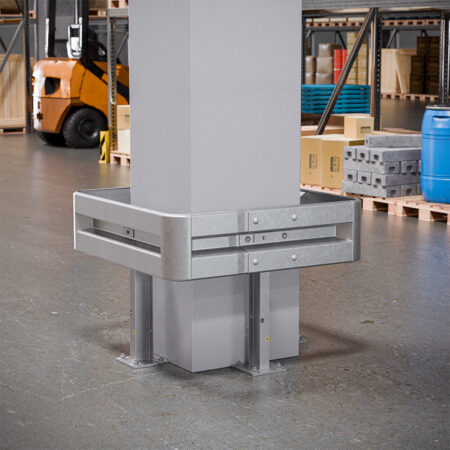 4-seitiger Säulenschutz-Komplett-Bausatz M75-1SP, außen 112 cm, innen 63 cm, Stahl, Profil B