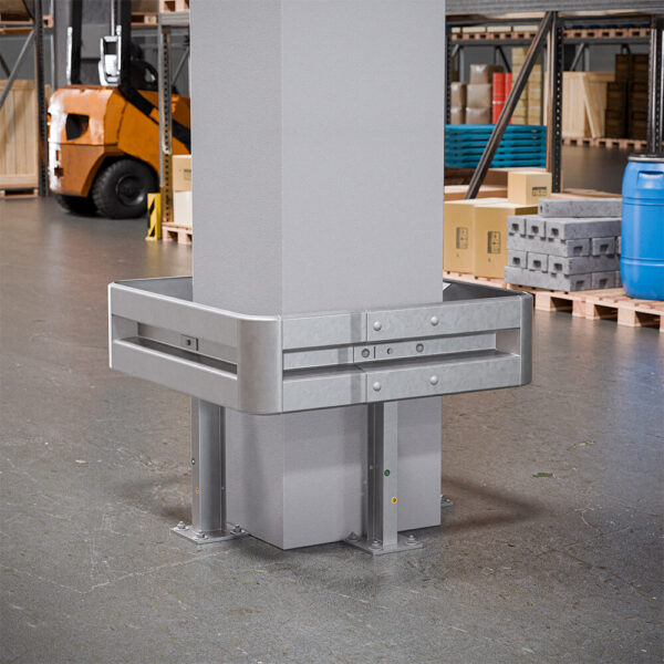 4-seitiger Säulenschutz-Komplett-Bausatz M75-1SP, außen 112 cm, innen 63 cm, Stahl, Profil B
