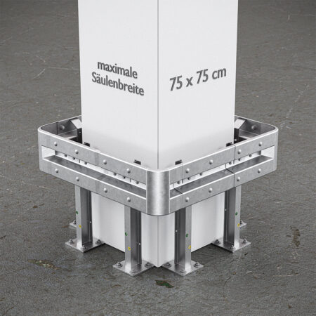 4-seitiger Säulenschutz-Komplett-Bausatz M75-1SP, außen 124 cm, innen 75 cm, Stahl, Profil B