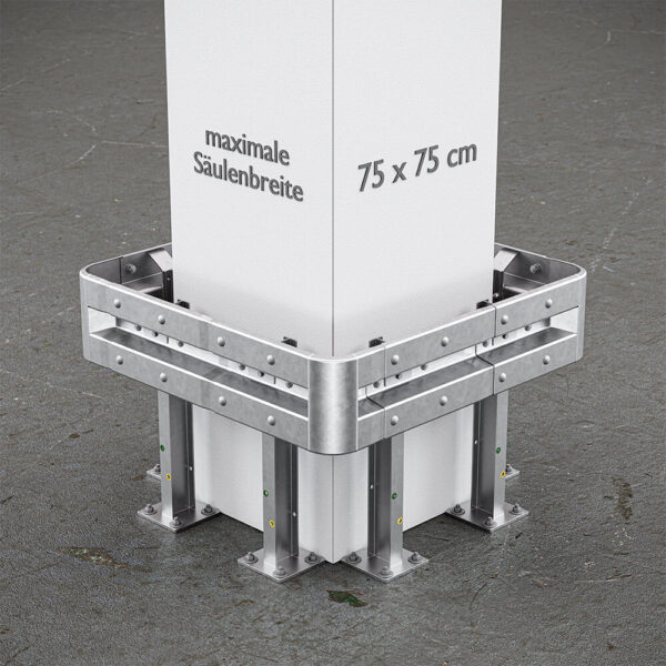 4-seitiger Säulenschutz-Komplett-Bausatz M75-1SP, außen 124 cm, innen 75 cm, Stahl, Profil B