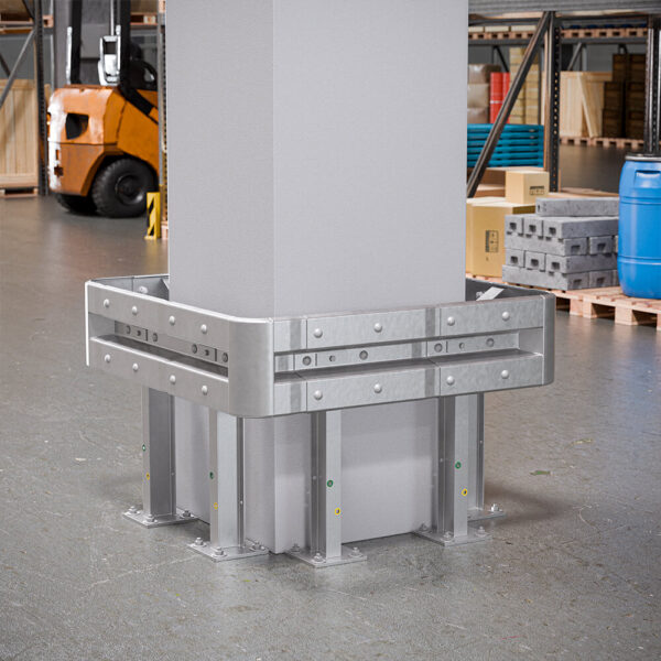 4-seitiger Säulenschutz-Komplett-Bausatz M75-1SP, außen 124 cm, innen 75 cm, Stahl, Profil B